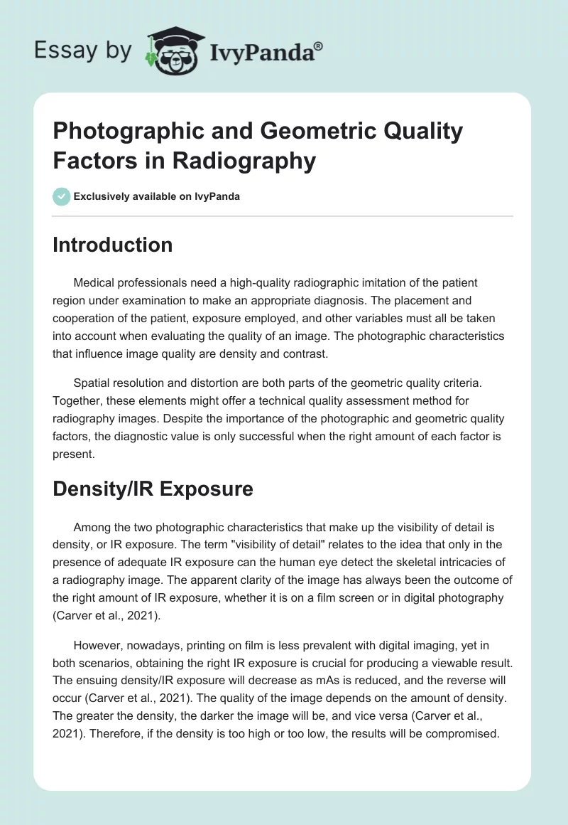 Photographic and Geometric Quality Factors in Radiography. Page 1