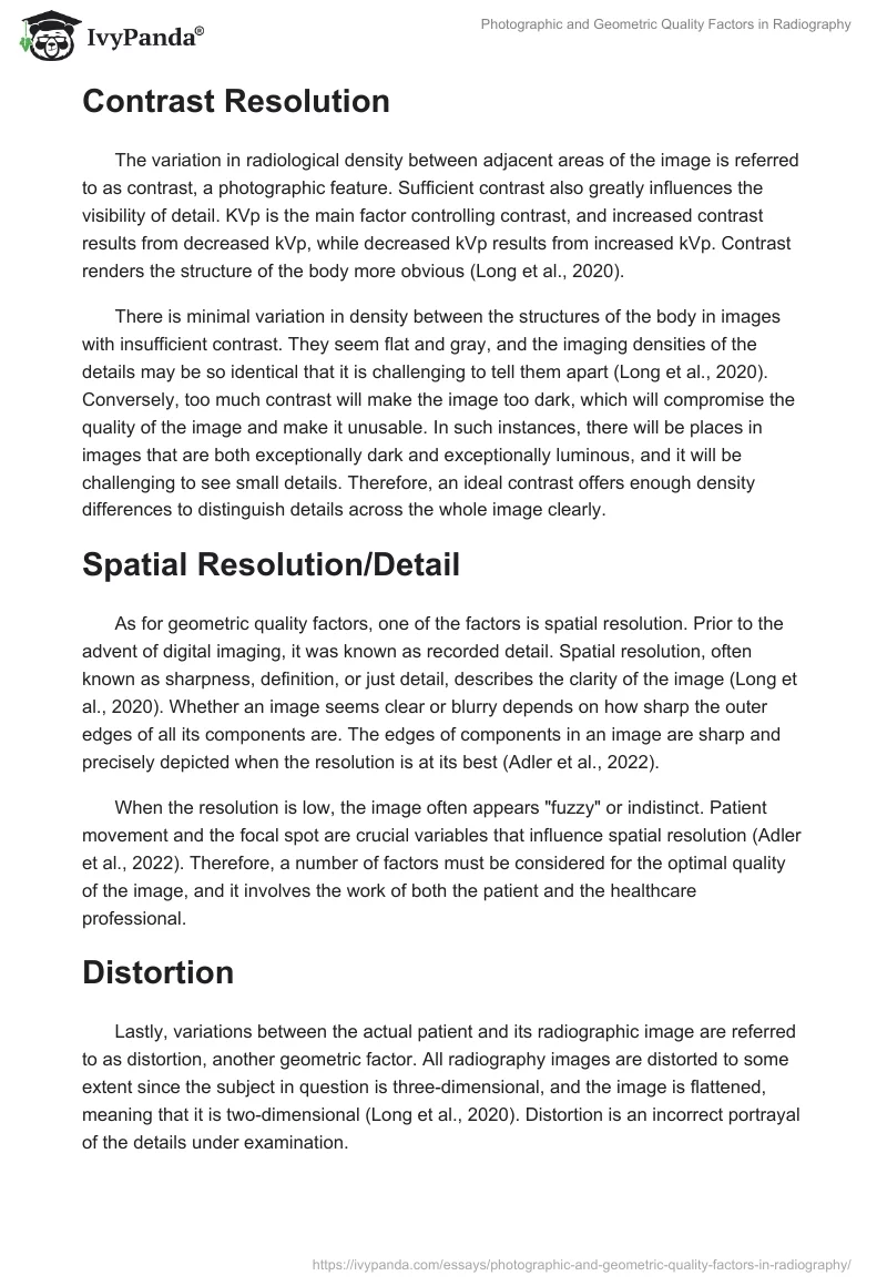 Photographic and Geometric Quality Factors in Radiography. Page 2
