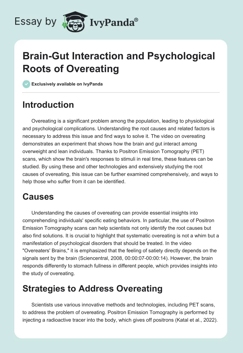 Brain-Gut Interaction and Psychological Roots of Overeating. Page 1