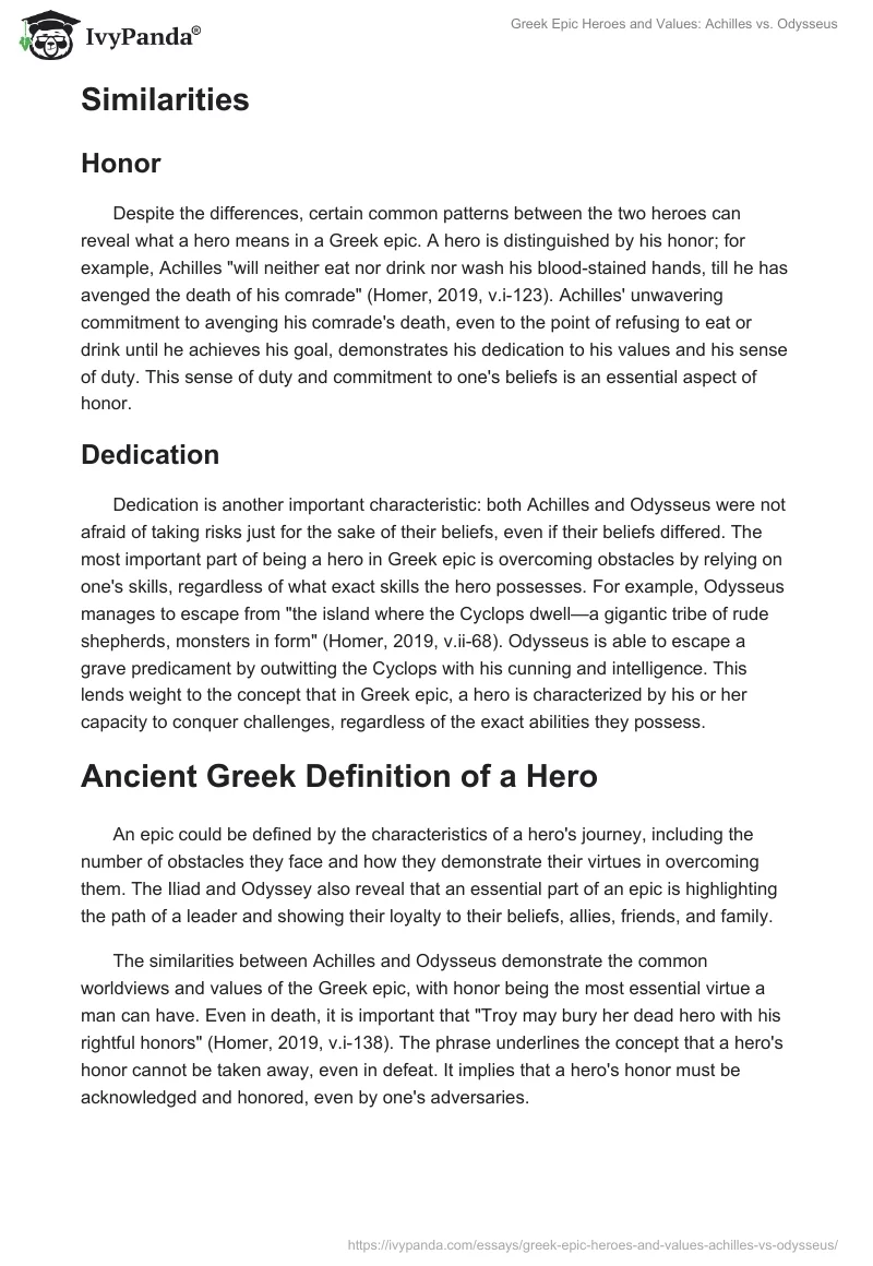 Greek Epic Heroes and Values: Achilles vs. Odysseus. Page 2