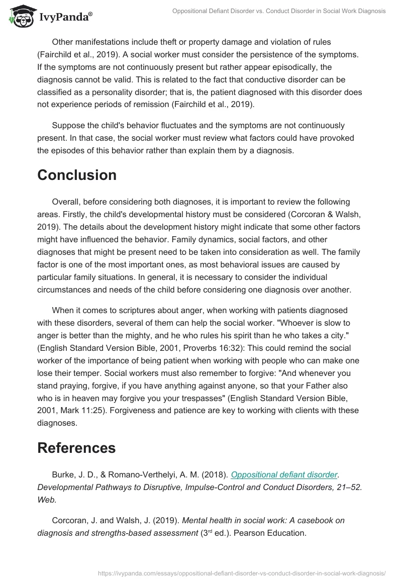 Oppositional Defiant Disorder vs. Conduct Disorder in Social Work Diagnosis. Page 2