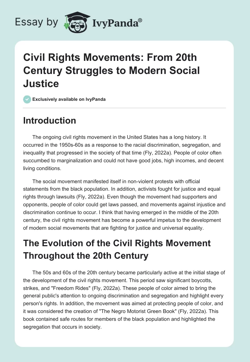 Civil Rights Movements: From 20th Century Struggles to Modern Social Justice. Page 1