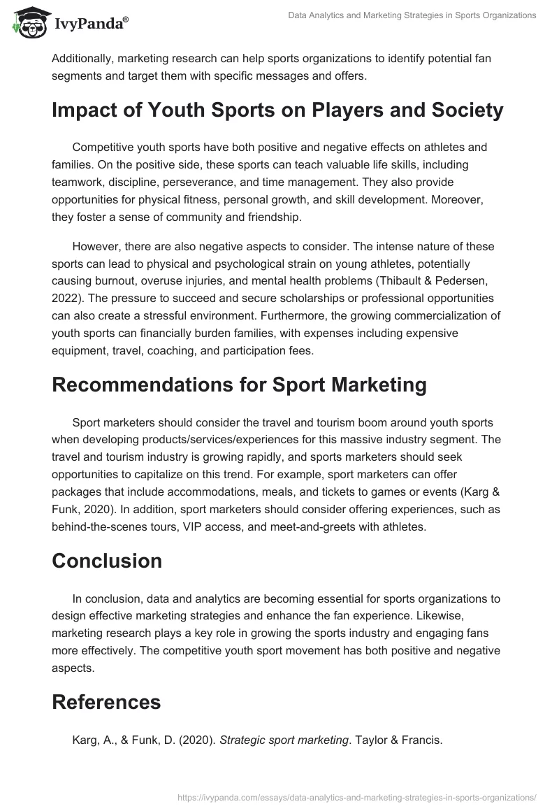 Data Analytics and Marketing Strategies in Sports Organizations. Page 2