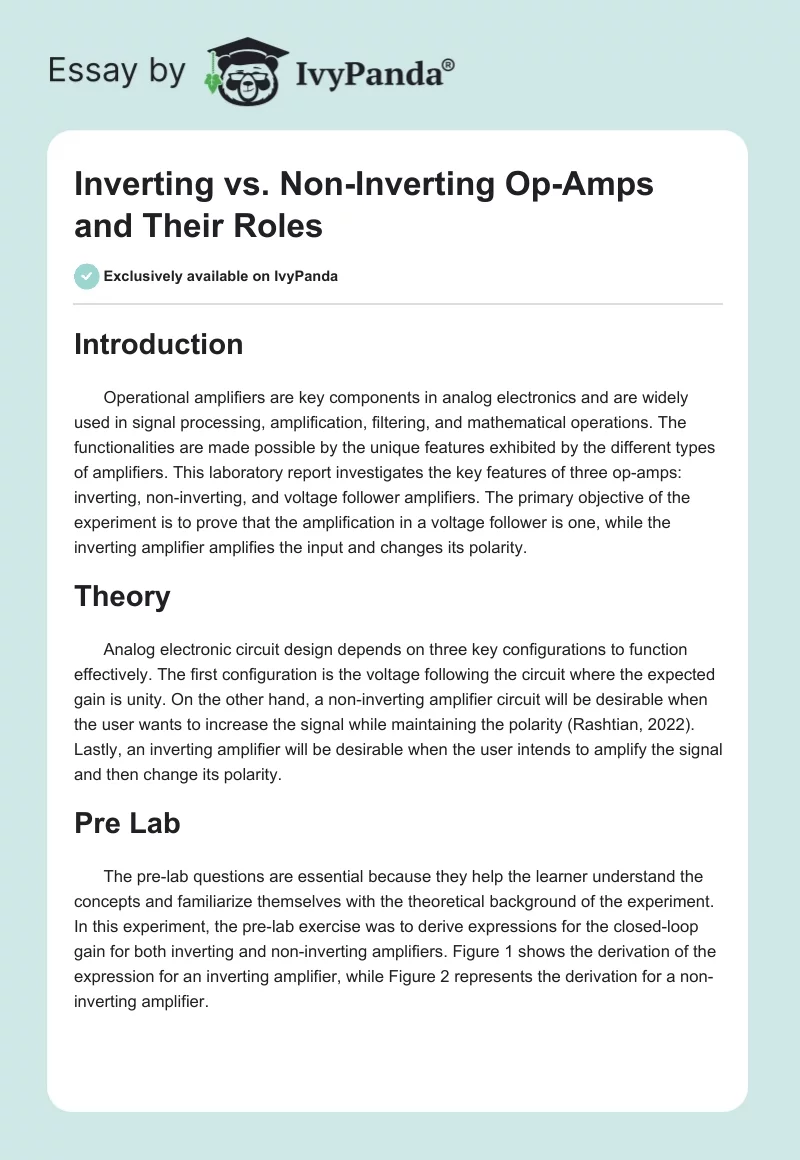 Inverting vs. Non-Inverting Op-Amps and Their Roles. Page 1