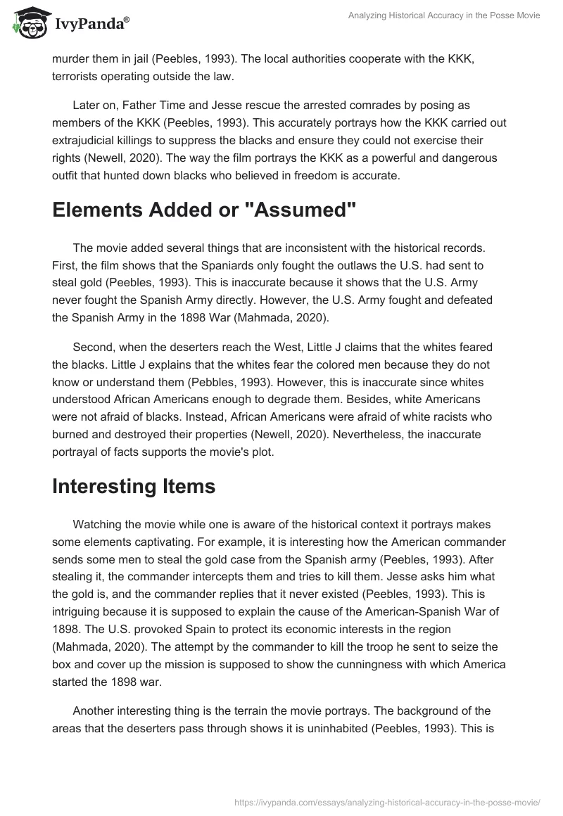 Analyzing Historical Accuracy in the "Posse" Movie. Page 2