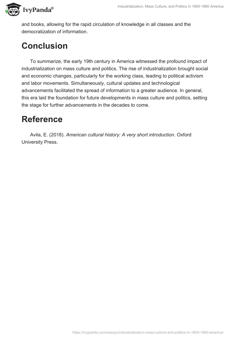 Industrialization, Mass Culture, and Politics in 1800-1860 America. Page 2