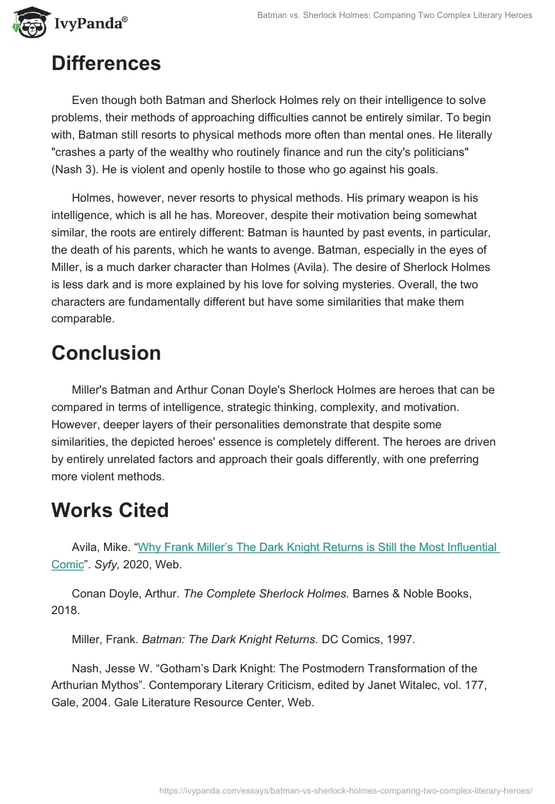 Batman vs. Sherlock Holmes: Comparing Two Complex Literary Heroes. Page 2