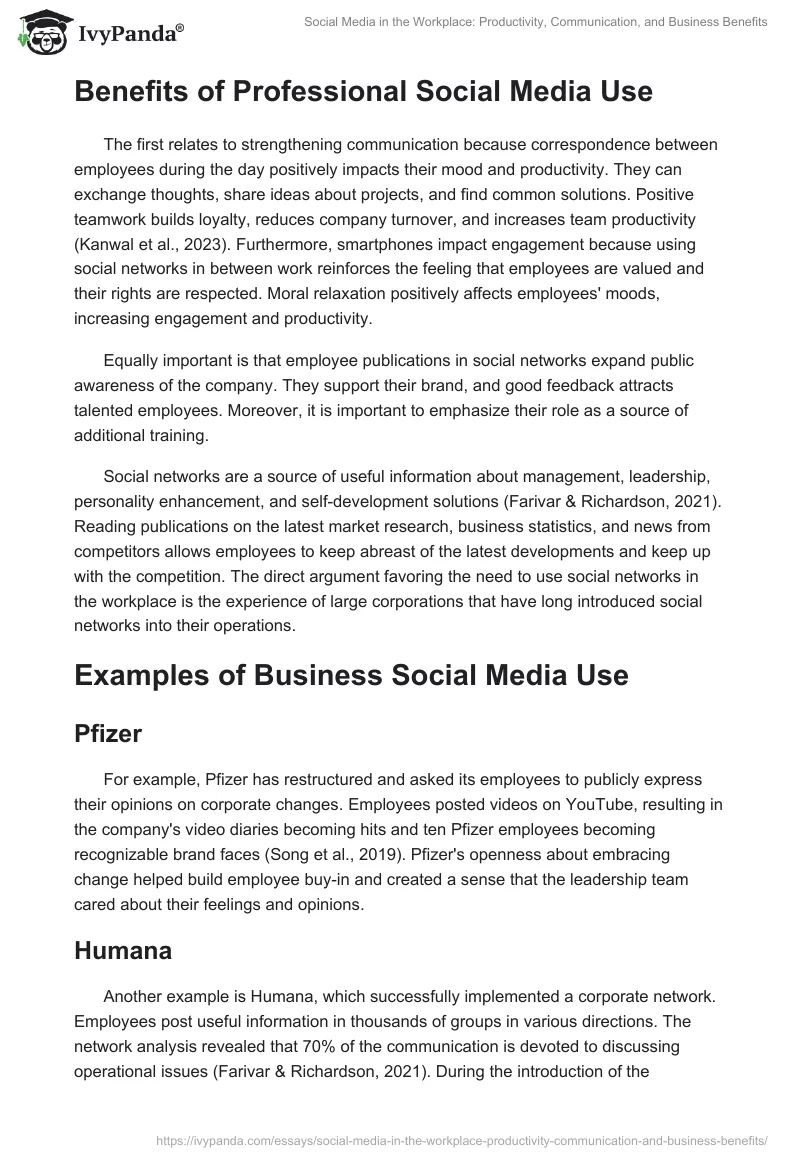 Social Media in the Workplace: Productivity, Communication, and Business Benefits. Page 2