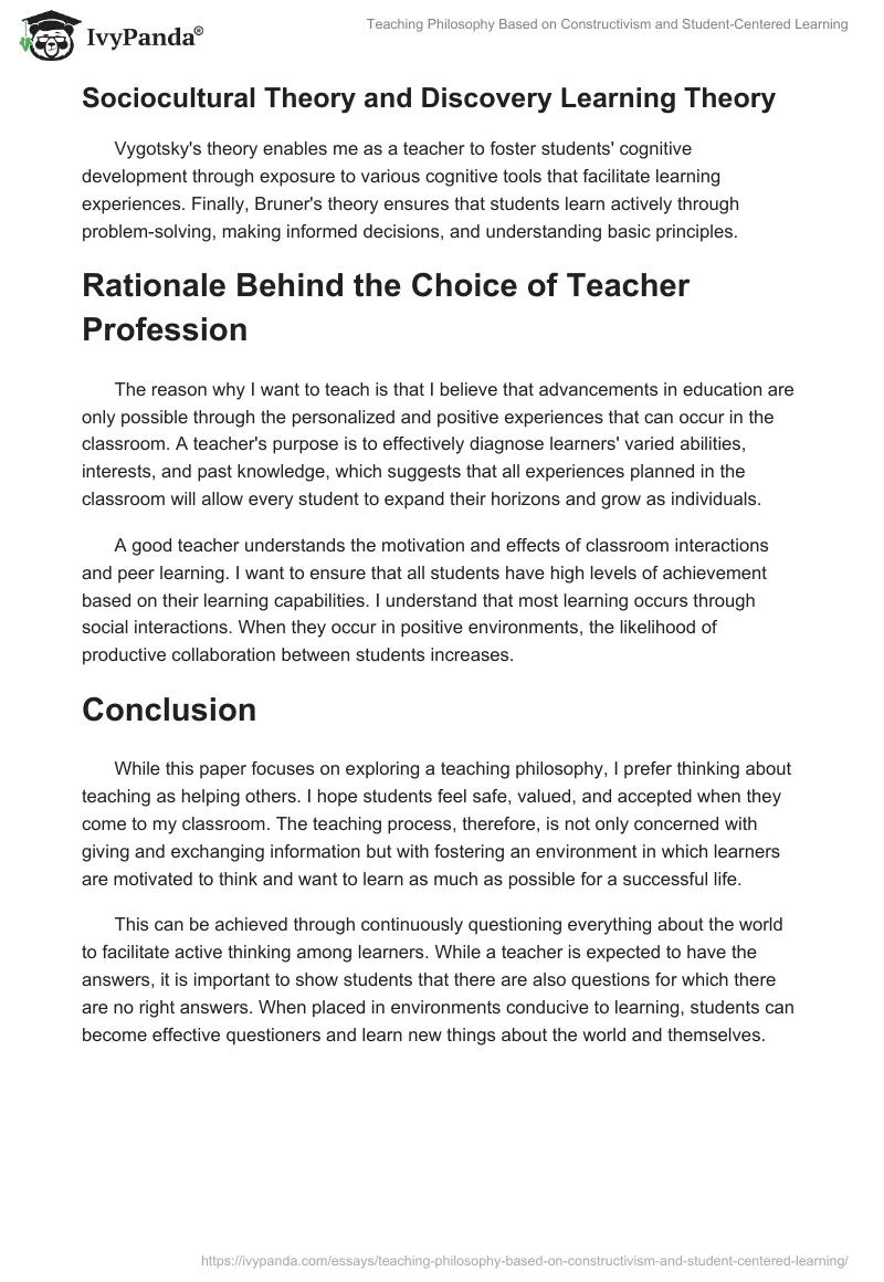 Teaching Philosophy Based on Constructivism and Student-Centered Learning. Page 2