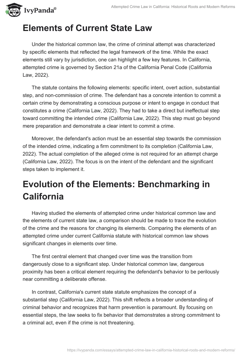 Attempted Crime Law in California: Historical Roots and Modern Reforms. Page 2