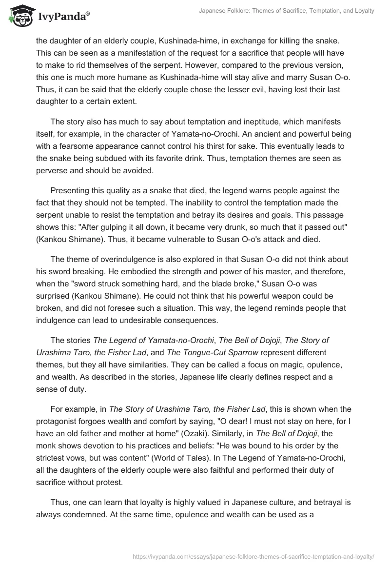Japanese Folklore: Themes of Sacrifice, Temptation, and Loyalty. Page 2