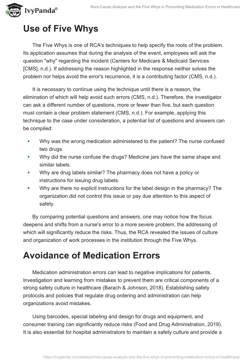 Root-Cause Analysis and the Five Whys in Preventing Medication Errors in Healthcare. Page 2
