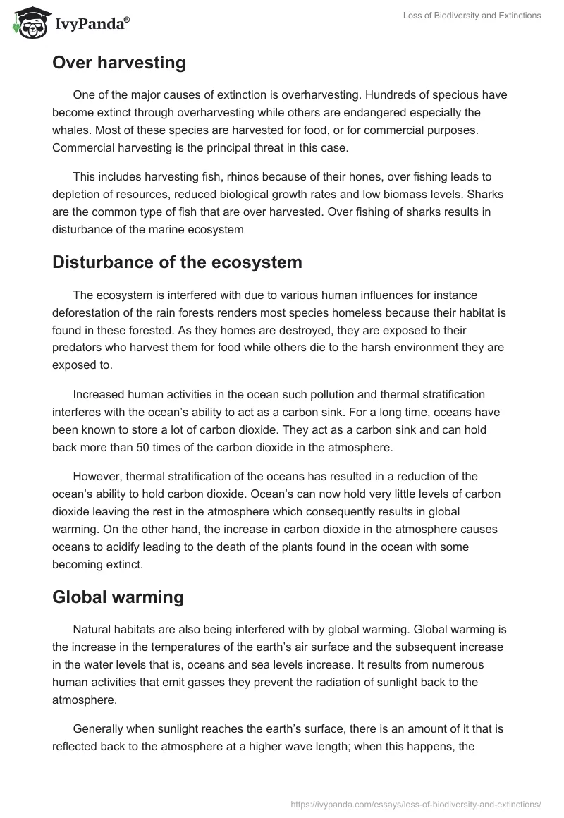 Loss of Biodiversity and Extinctions. Page 4