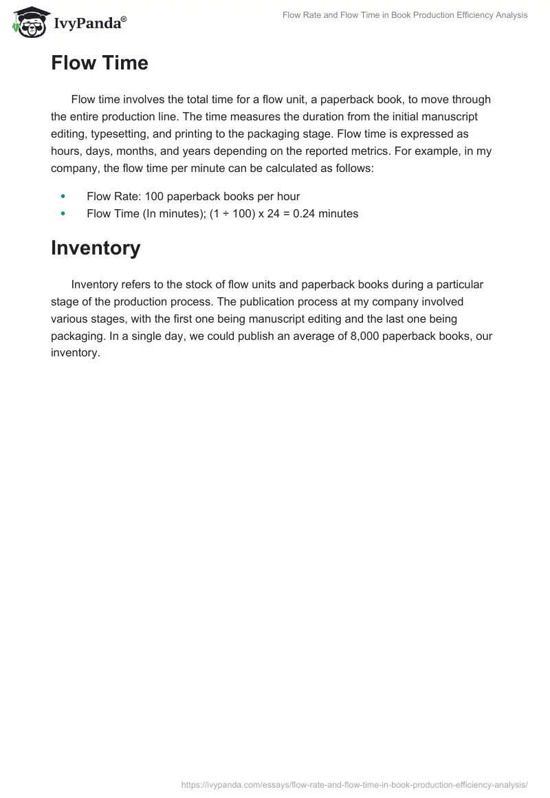 Flow Rate and Flow Time in Book Production Efficiency Analysis. Page 2