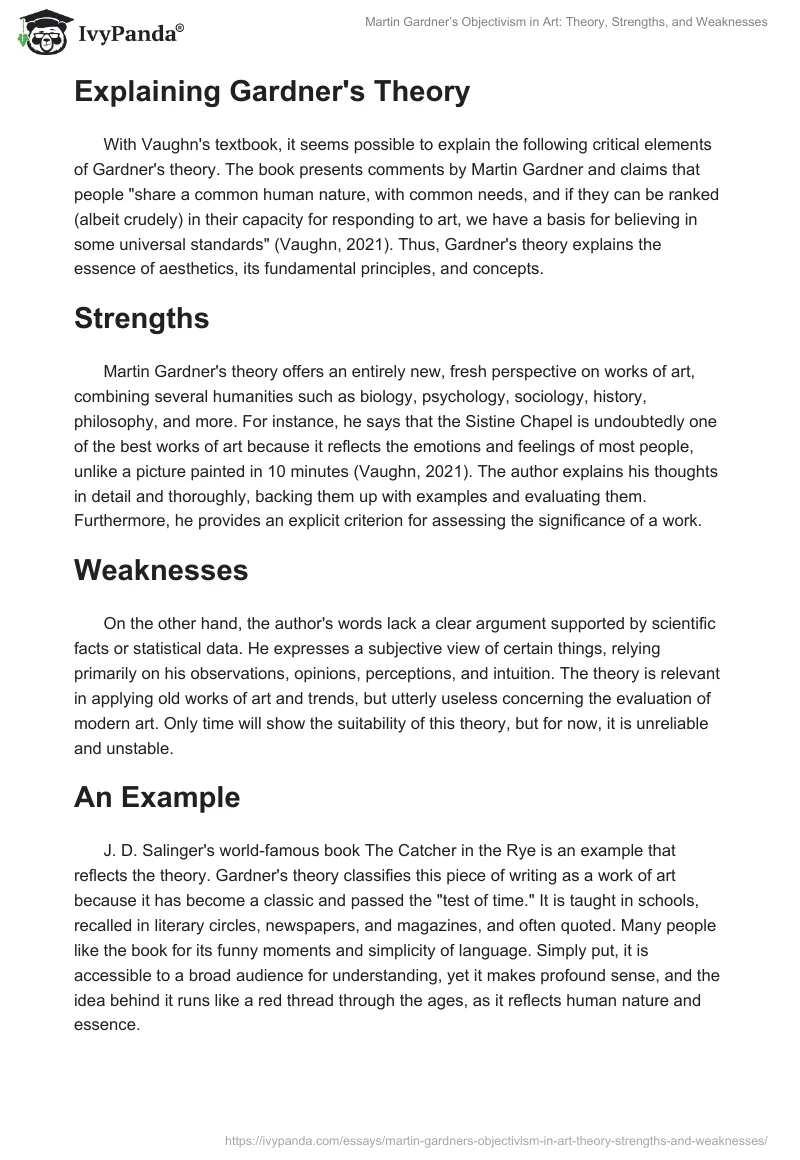 Martin Gardner’s Objectivism in Art: Theory, Strengths, and Weaknesses. Page 2