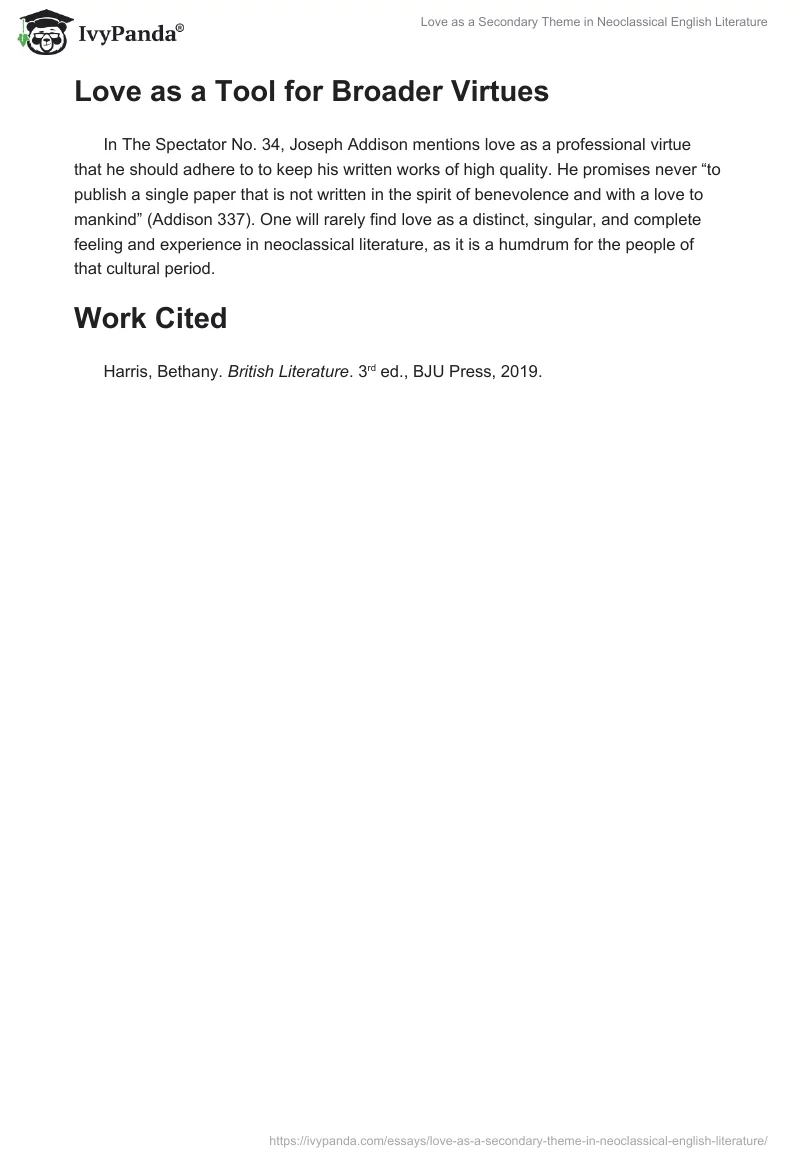 Love as a Secondary Theme in Neoclassical English Literature. Page 2