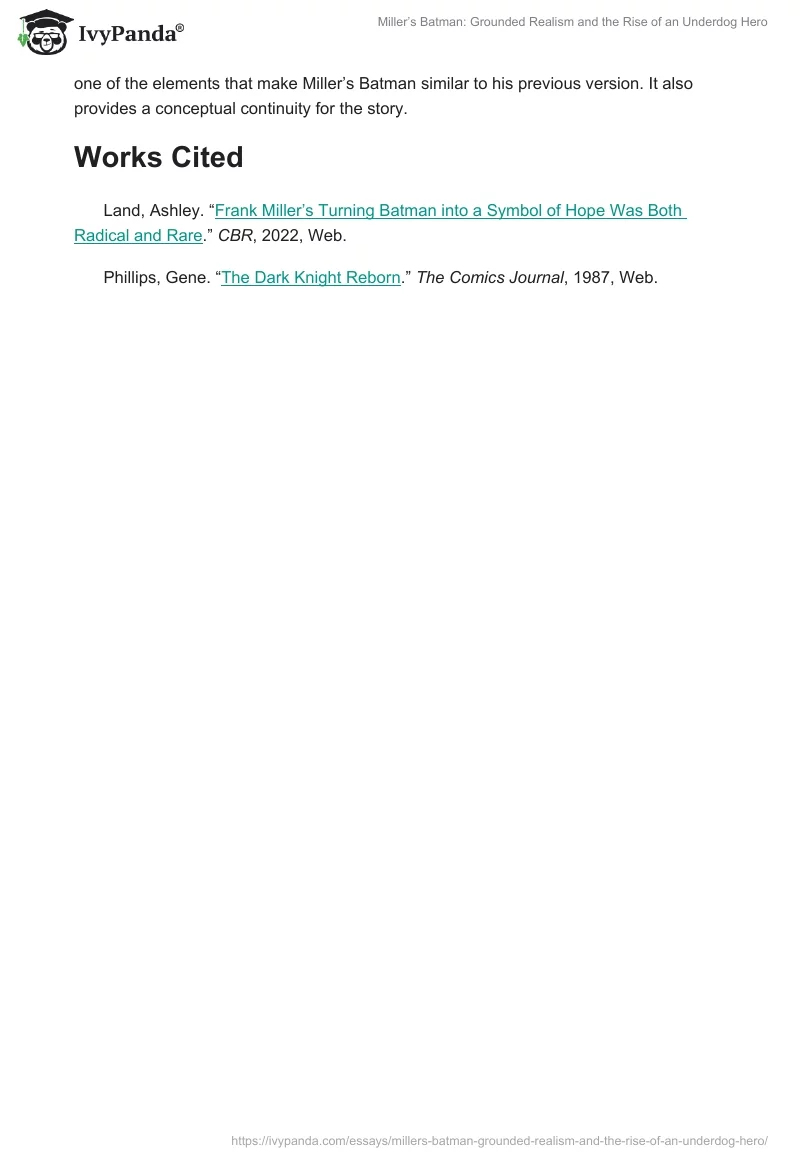 Miller’s Batman: Grounded Realism and the Rise of an Underdog Hero. Page 2