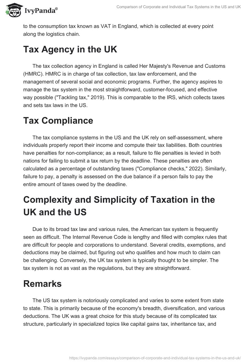 Comparison of Corporate and Individual Tax Systems in the US and UK. Page 2