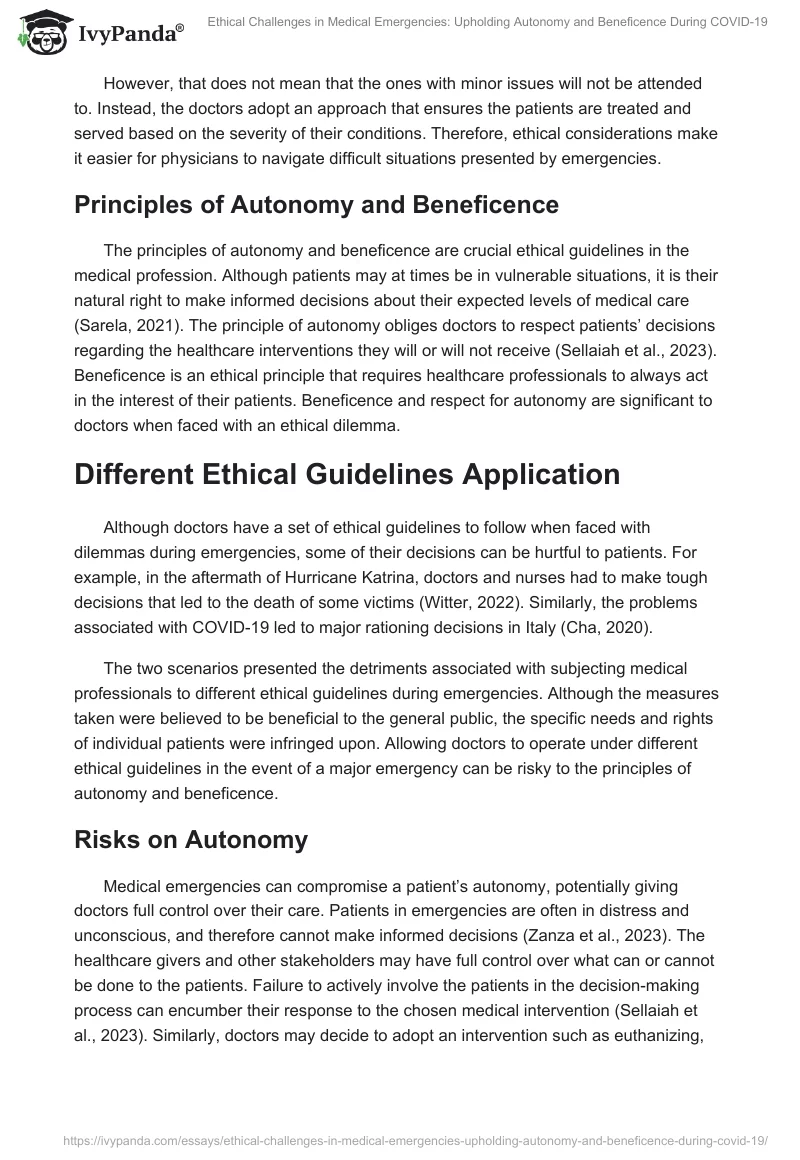 Ethical Challenges in Medical Emergencies: Upholding Autonomy and Beneficence During COVID-19. Page 2
