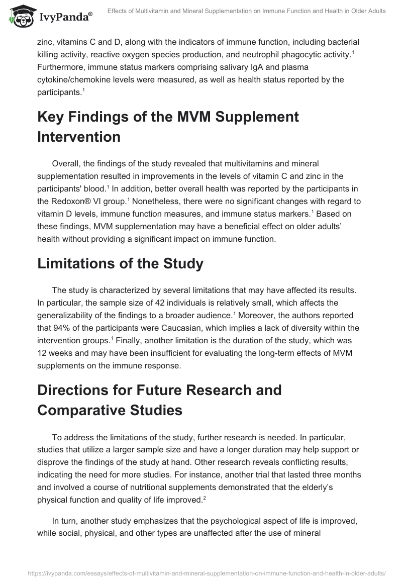 Effects of Multivitamin and Mineral Supplementation on Immune Function and Health in Older Adults. Page 2