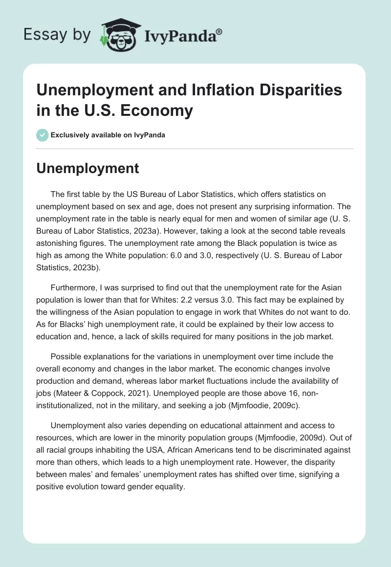 Unemployment and Inflation Disparities in the U.S. Economy. Page 1