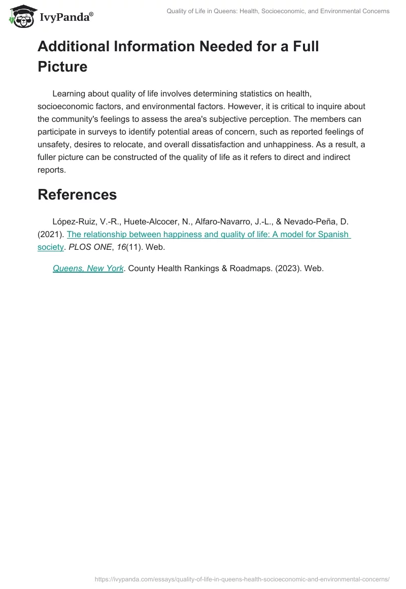 Quality of Life in Queens: Health, Socioeconomic, and Environmental Concerns. Page 2