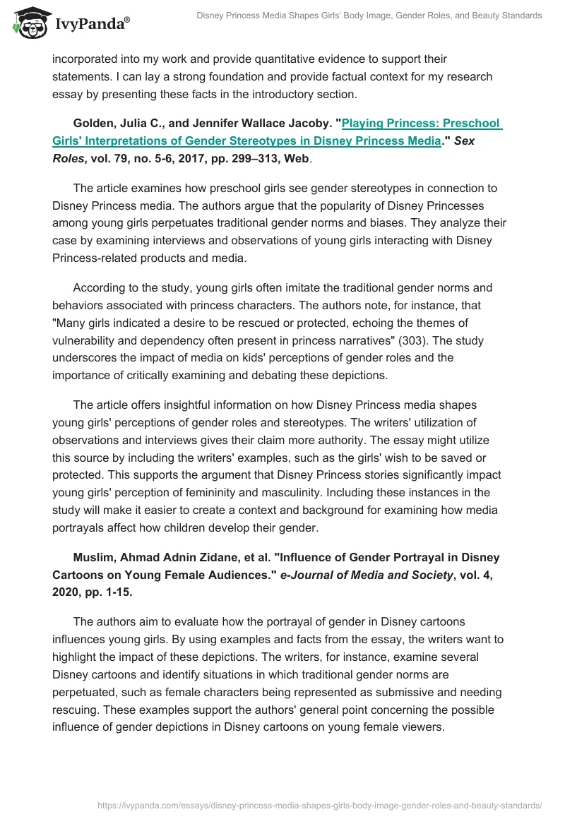 Disney Princess Media Shapes Girls’ Body Image, Gender Roles, and Beauty Standards. Page 2