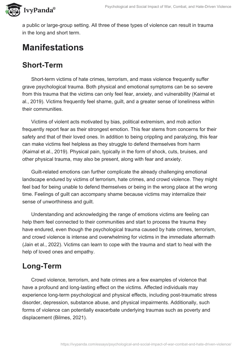 Psychological and Social Impact of War, Combat, and Hate-Driven Violence. Page 2