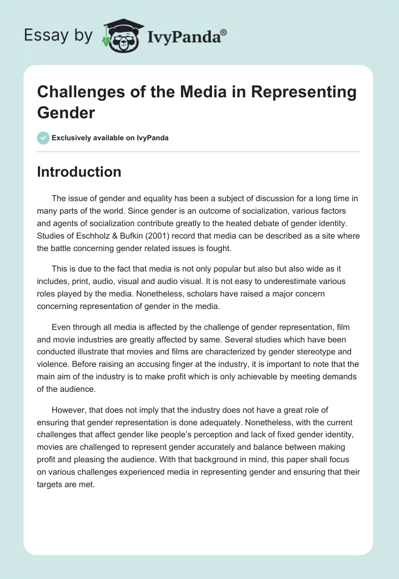 Challenges of the Media in Representing Gender. Page 1