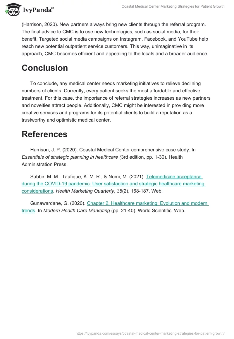 Coastal Medical Center Marketing Strategies for Patient Growth. Page 2