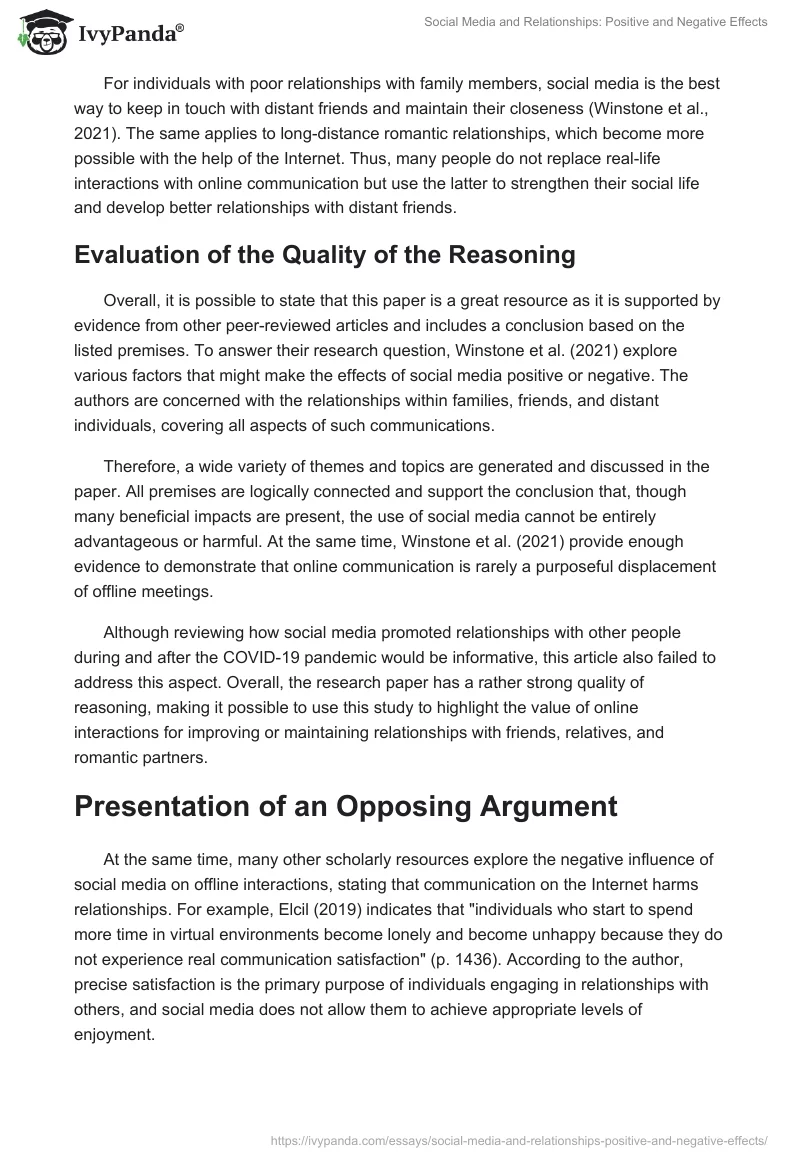 Social Media and Relationships: Positive and Negative Effects. Page 2