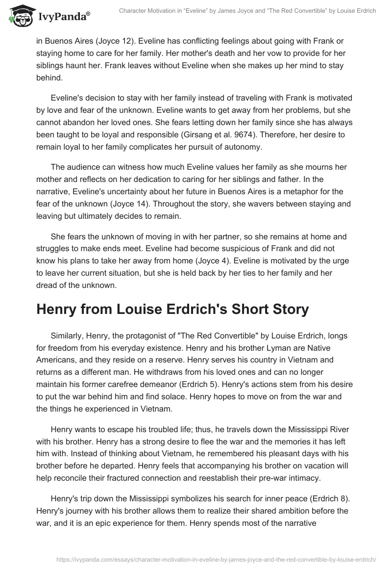 Character Motivation in “Eveline” by James Joyce and “The Red Convertible” by Louise Erdrich. Page 2
