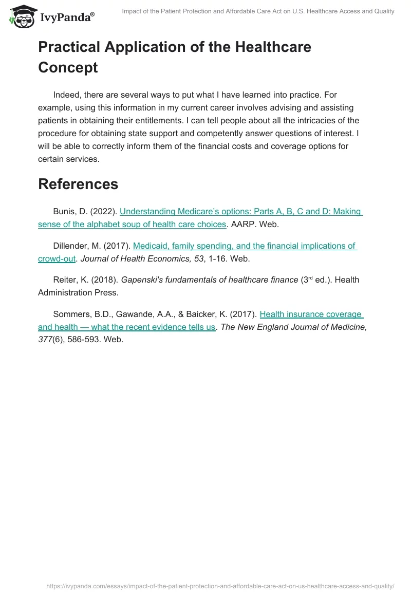 Impact of the Patient Protection and Affordable Care Act on U.S. Healthcare Access and Quality. Page 2