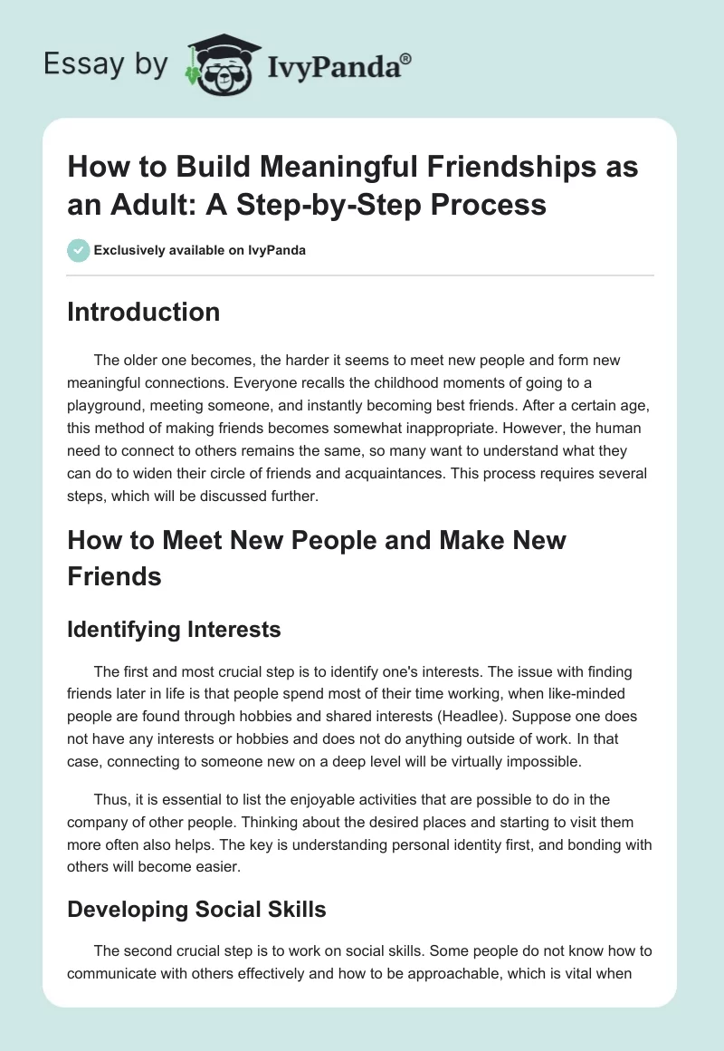 How to Build Meaningful Friendships as an Adult: A Step-by-Step Process. Page 1