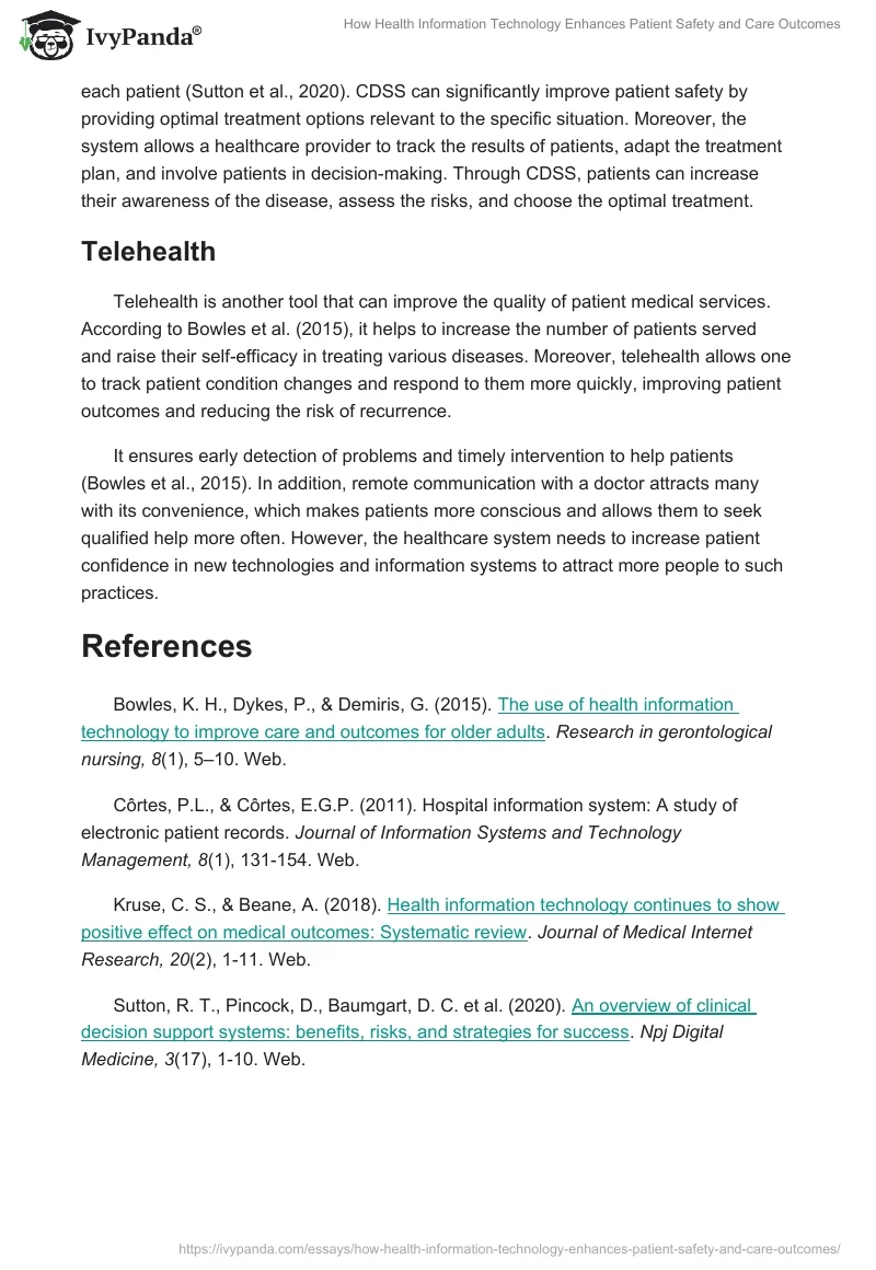How Health Information Technology Enhances Patient Safety and Care Outcomes. Page 2