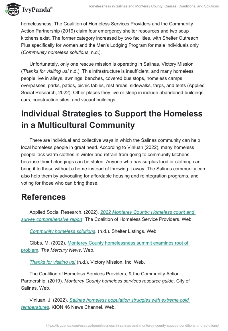 Homelessness in Salinas and Monterey County: Causes, Conditions, and Solutions. Page 2