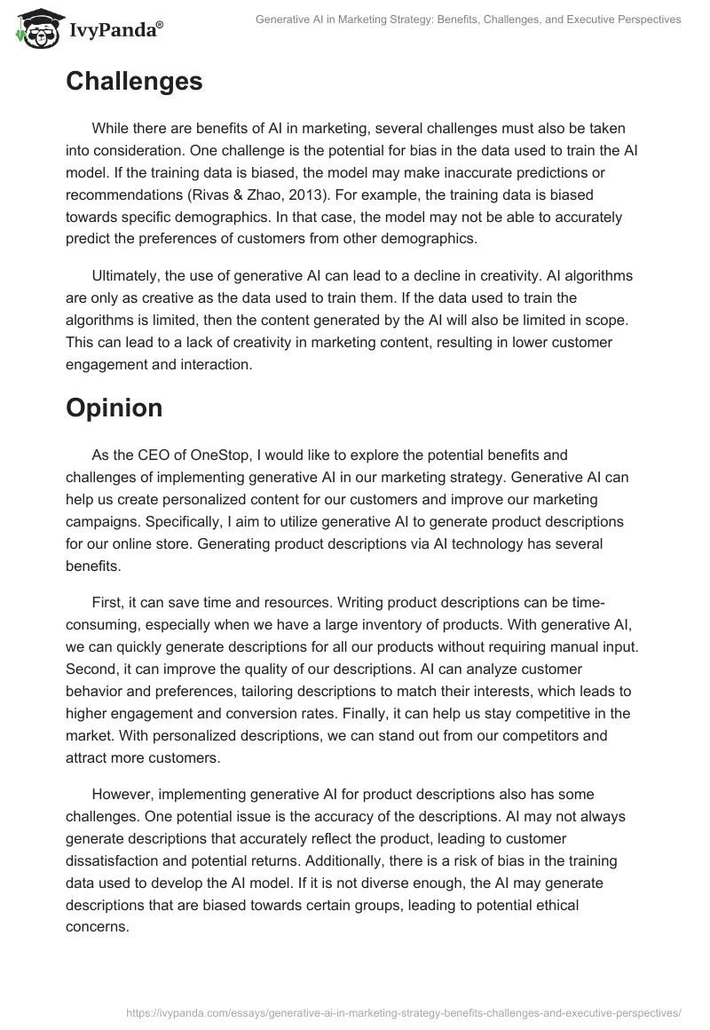 Generative AI in Marketing Strategy: Benefits, Challenges, and Executive Perspectives. Page 2