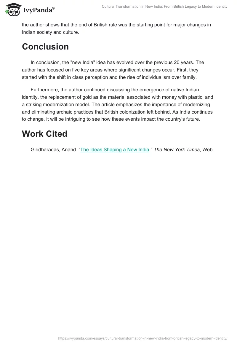 Cultural Transformation in New India: From British Legacy to Modern Identity. Page 2