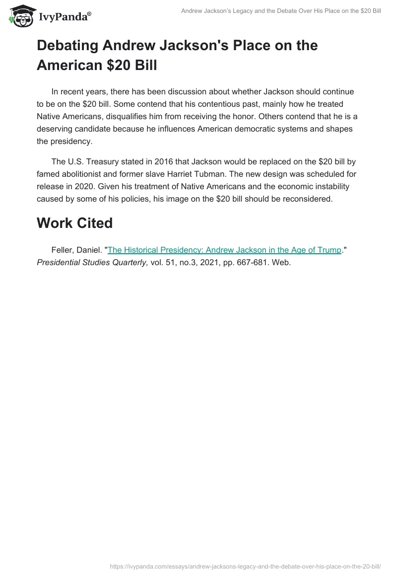 Andrew Jackson’s Legacy and the Debate Over His Place on the $20 Bill. Page 2