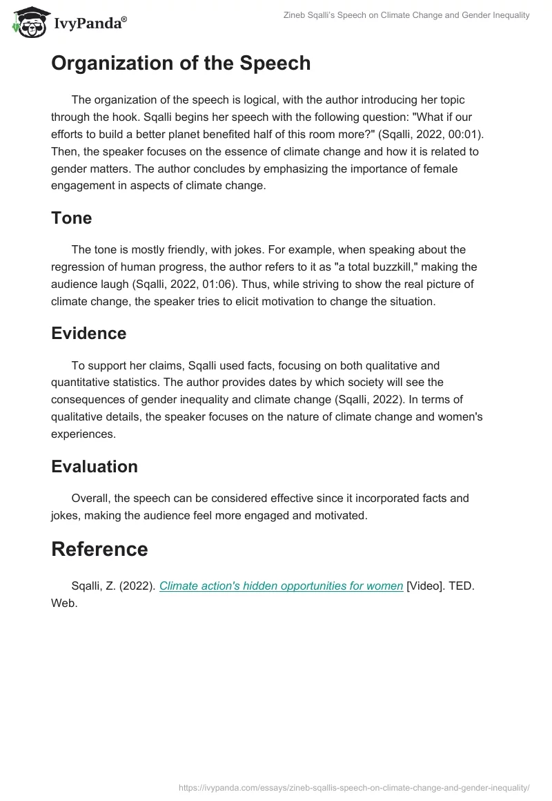 Zineb Sqalli’s Speech on Climate Change and Gender Inequality. Page 2