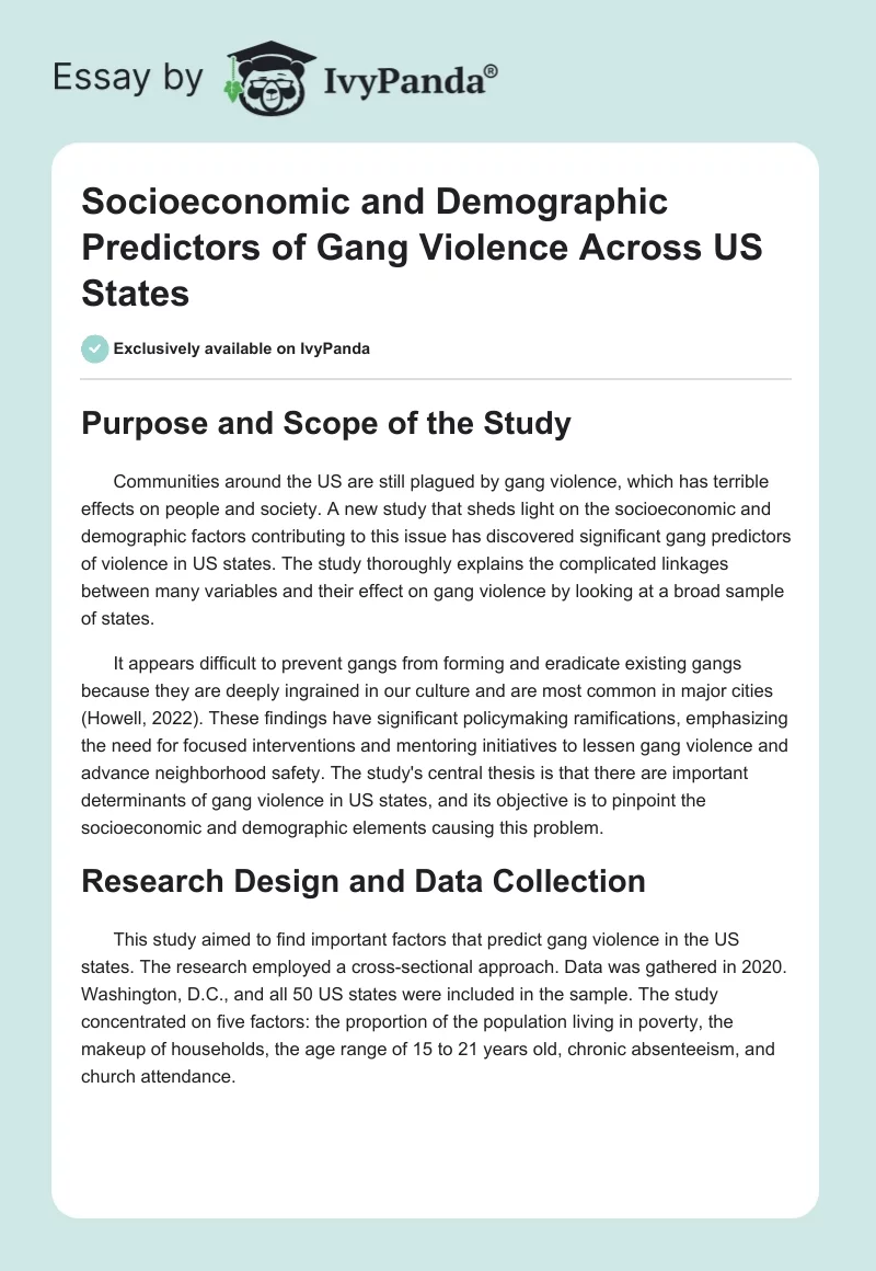 Socioeconomic and Demographic Predictors of Gang Violence Across US States. Page 1