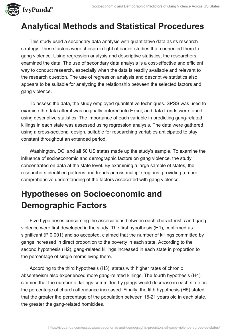 Socioeconomic and Demographic Predictors of Gang Violence Across US States. Page 2