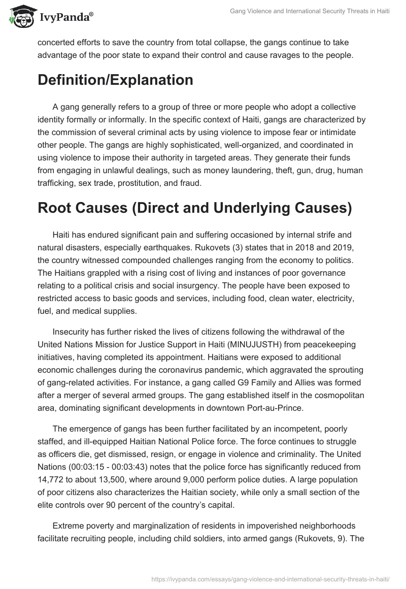 Gang Violence and International Security Threats in Haiti. Page 2