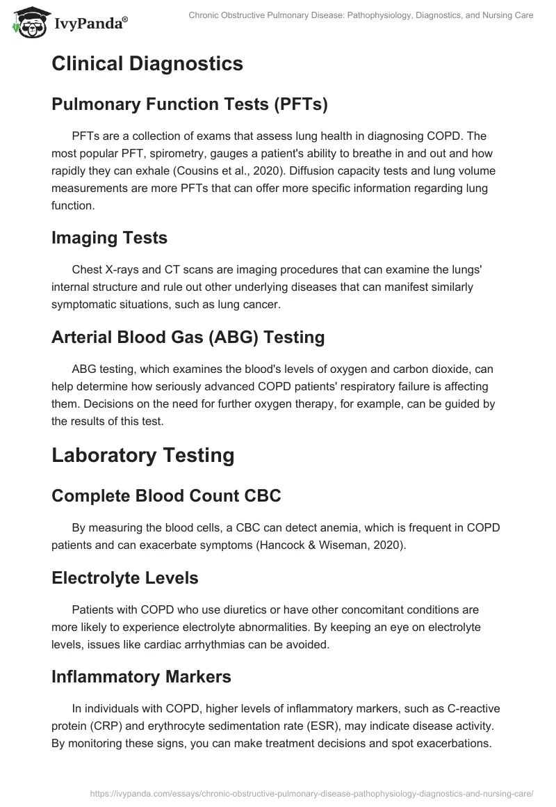 Chronic Obstructive Pulmonary Disease: Pathophysiology, Diagnostics, and Nursing Care. Page 2