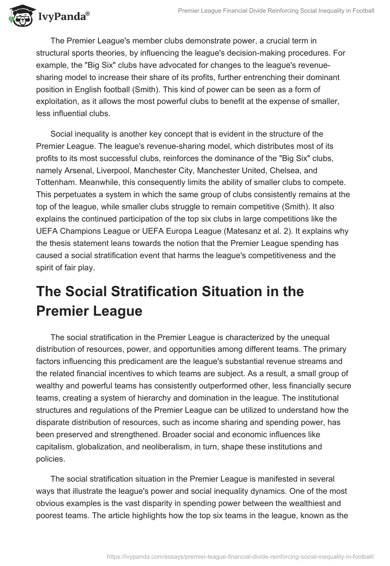 Premier League Financial Divide Reinforcing Social Inequality in Football. Page 2