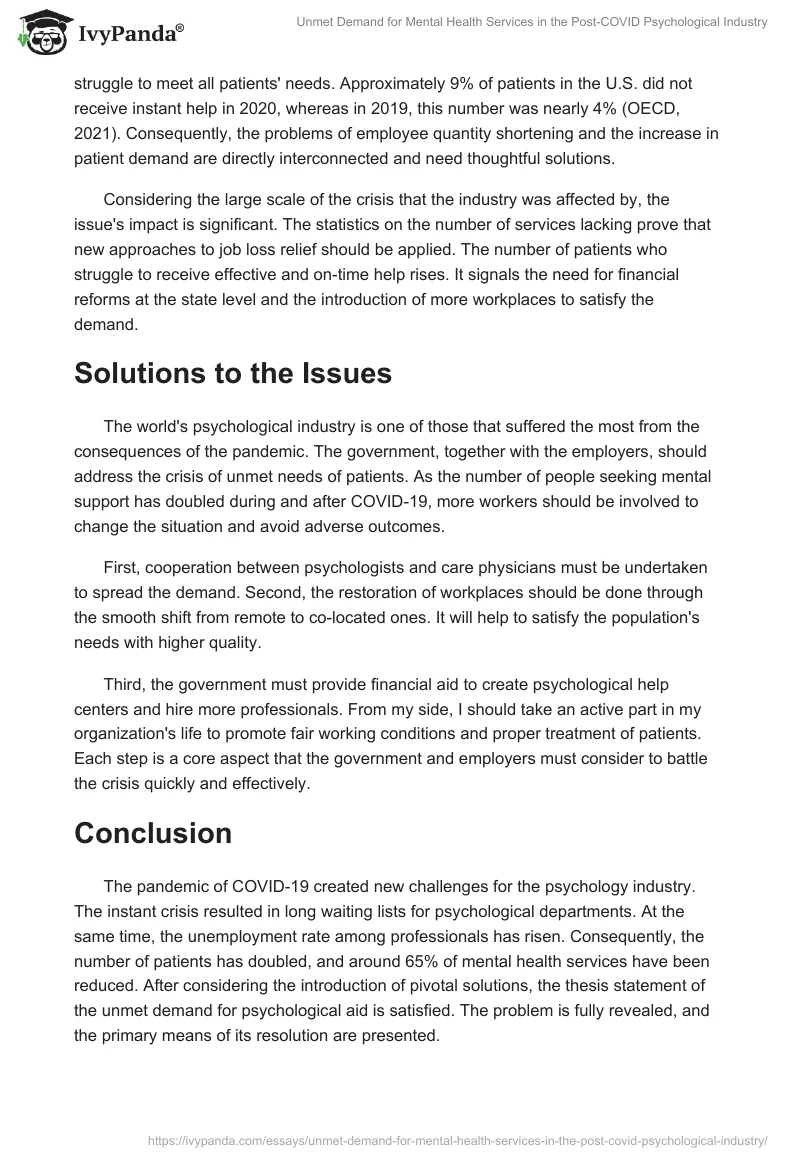 Unmet Demand for Mental Health Services in the Post-COVID Psychological Industry. Page 2