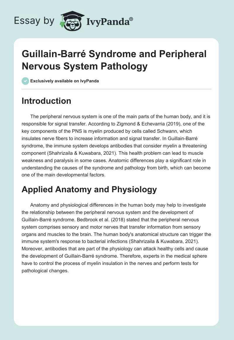 Guillain-Barré Syndrome and Peripheral Nervous System Pathology. Page 1