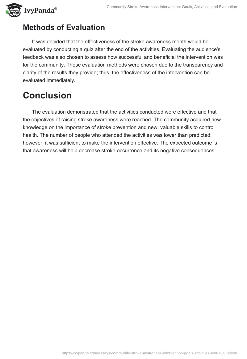 Community Stroke Awareness Intervention: Goals, Activities, and Evaluation. Page 2