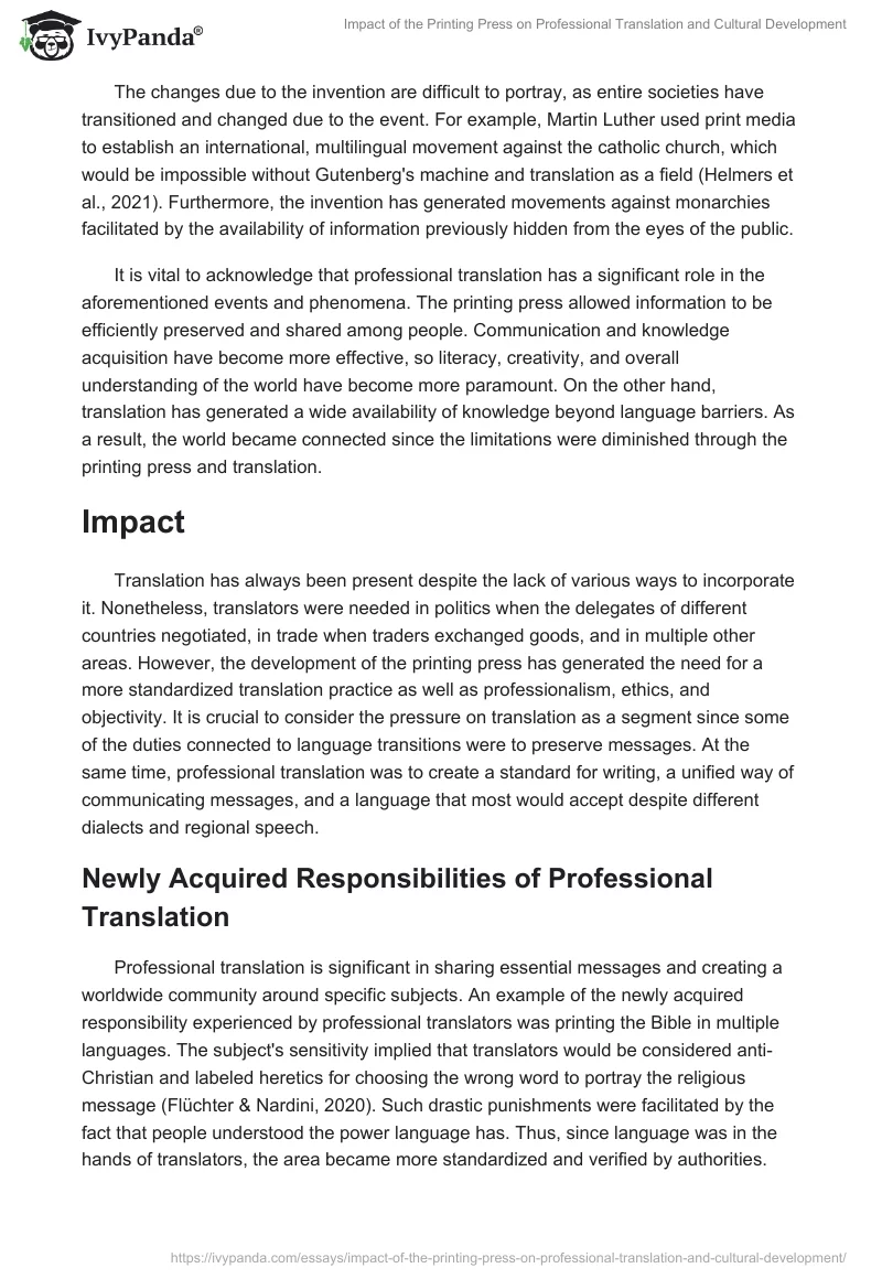 Impact of the Printing Press on Professional Translation and Cultural Development. Page 2