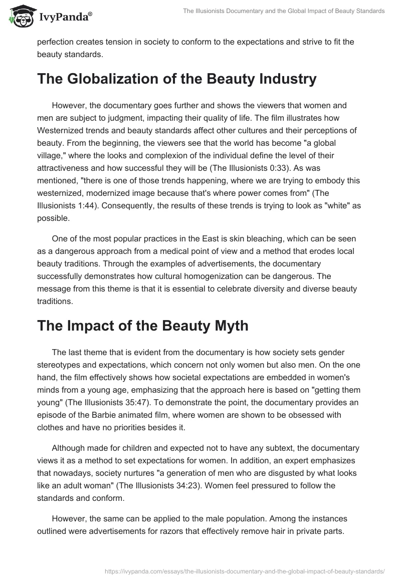 The Illusionists Documentary and the Global Impact of Beauty Standards. Page 2